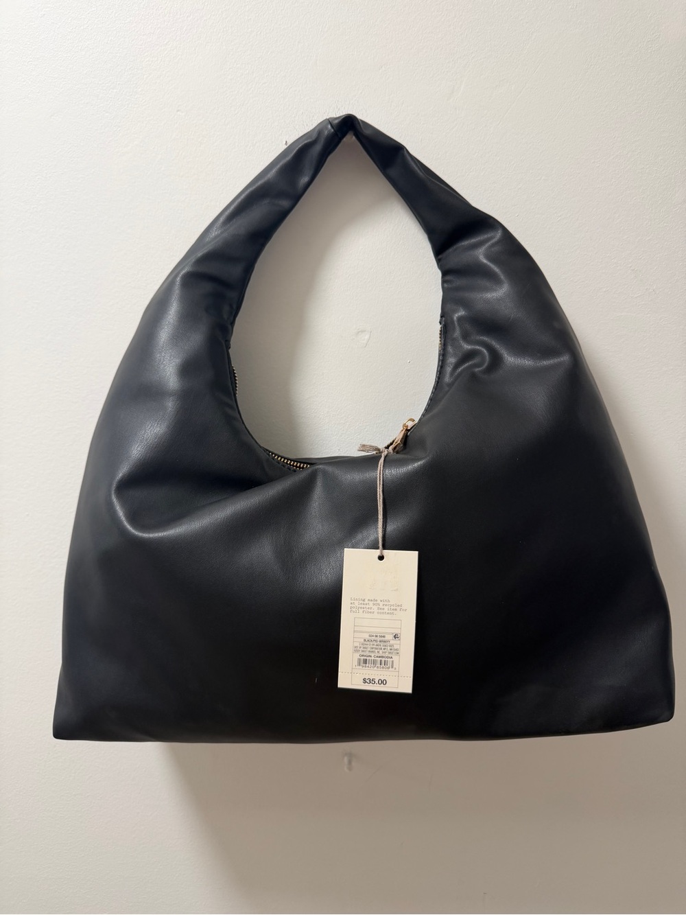 NWT A New Day Black Soft Shoulder Slouchy Hobo Bag
